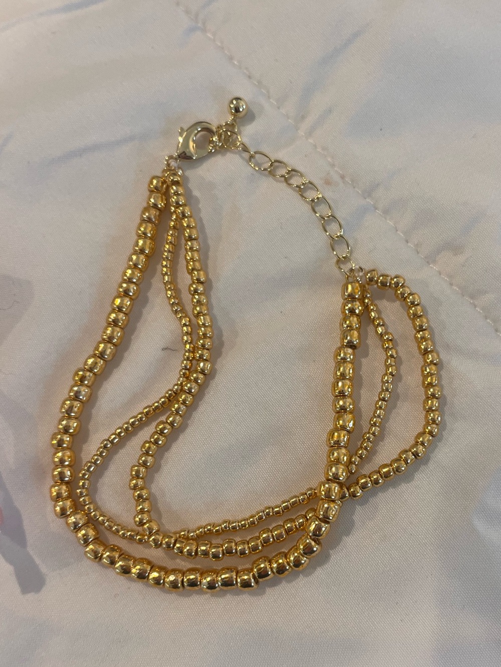 Uncommon James Triple Gold Chain Beads Bracelet 3 Layered